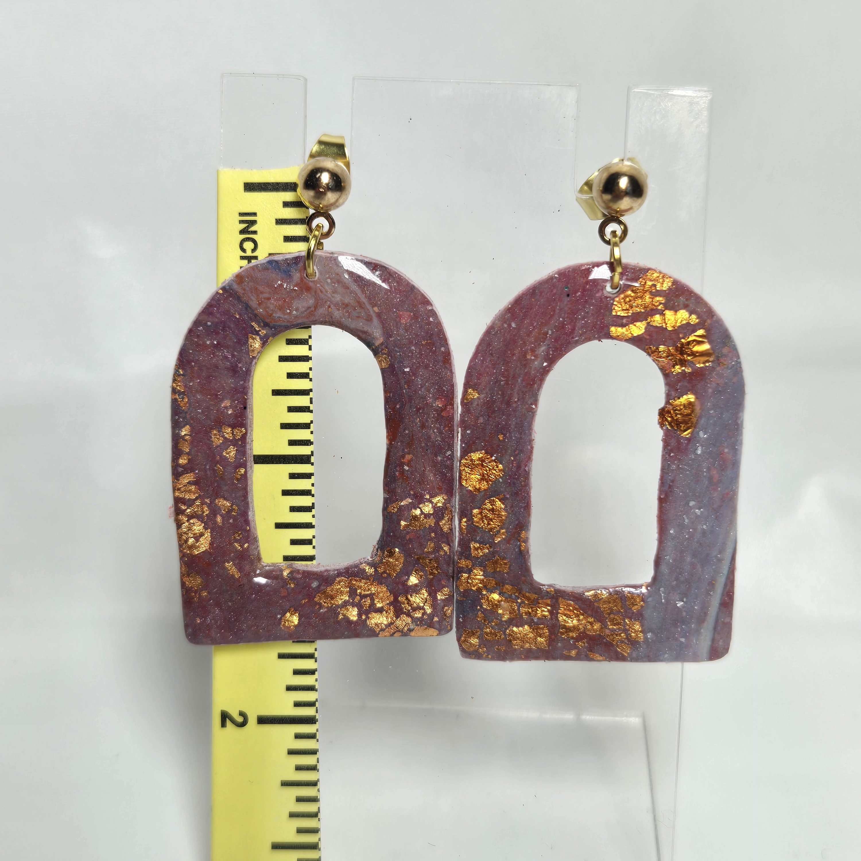 156- Elegant Gold And Purple Womens Earrings 15$